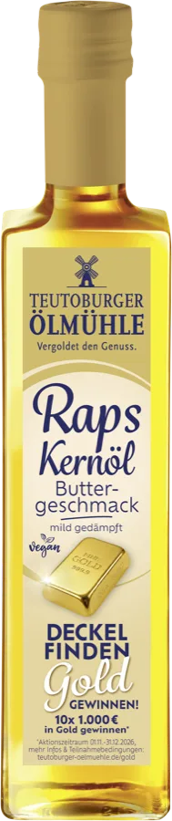 Aktionsflasche Rapskernöl Buttergeschmack mit beigem Etikett