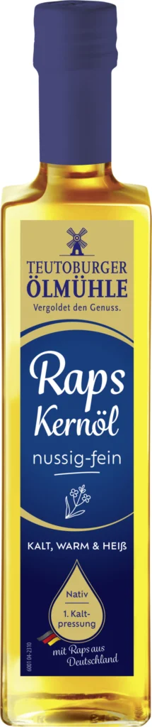 Flasche Teutoburger Ölmühle Rapskernöl nussig-fein, 500 ml
